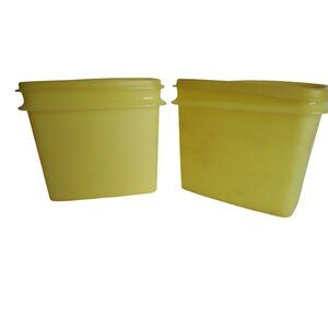 Vintage Rectangular Tupperware Storage Container Lemon Yellow 1243 and Lid 1244